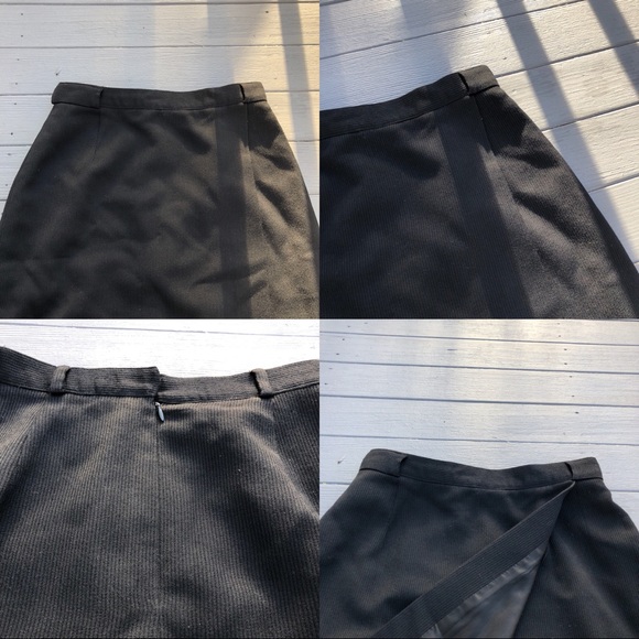 Vintage Burberry black wool wrap pencil skirt 6 - Picture 6 of 14